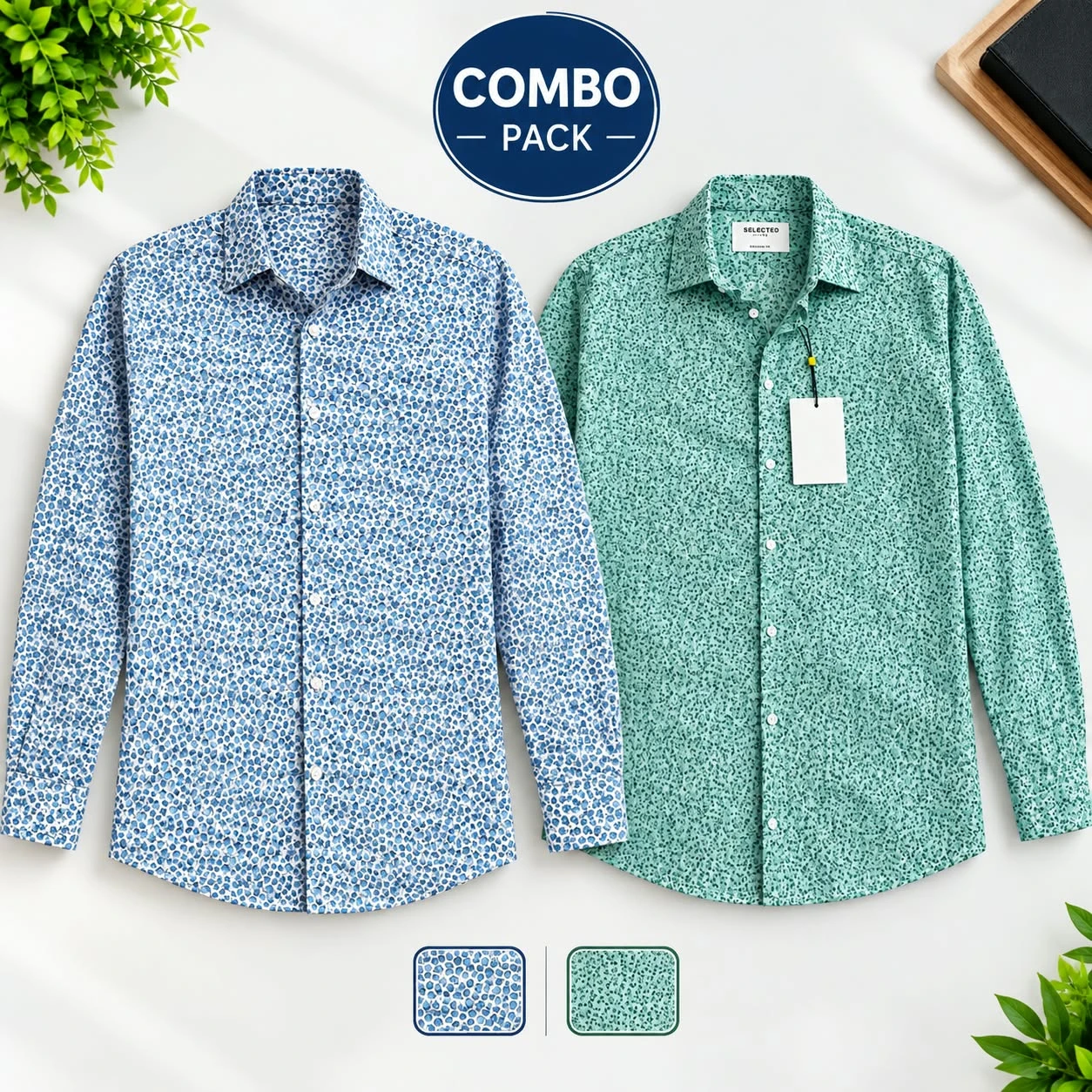 men's shirt 100% cotton 2pis combo