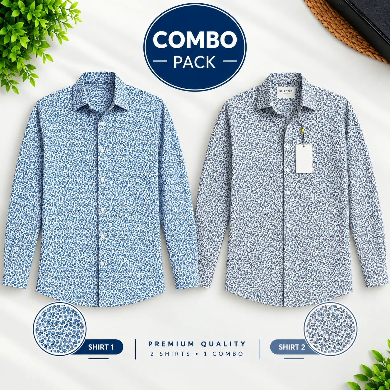 men's shirt 100% cotton 2pis combo